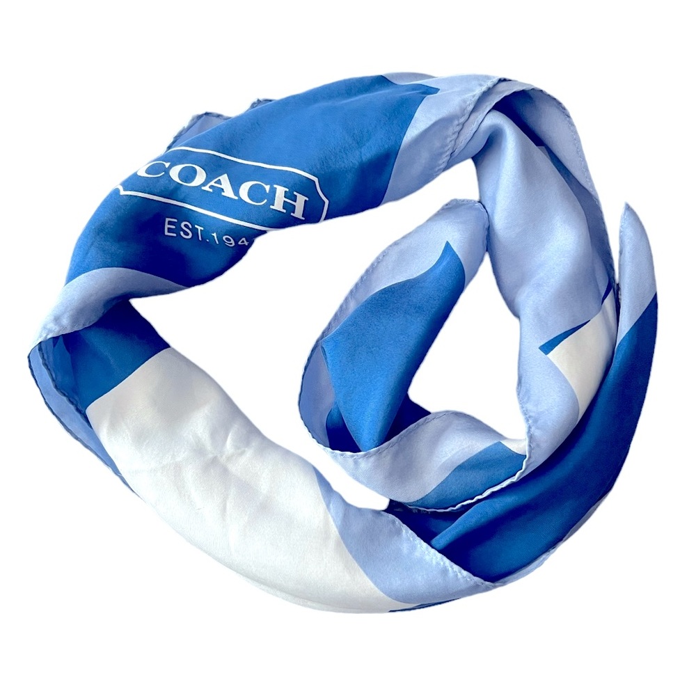 COACH SILK Scarf Blue Coach EST.  1941  100% Silk FAST SHIPPING